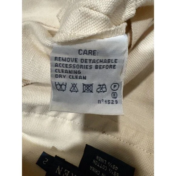 Ralph Lauren White Linen Blend Skirt w/ Brown Leather Trim Buckle Detail Size 2 - Picture 9 of 9